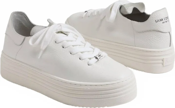 Women Pippy Lace Up Platform Sneaker In White Leather