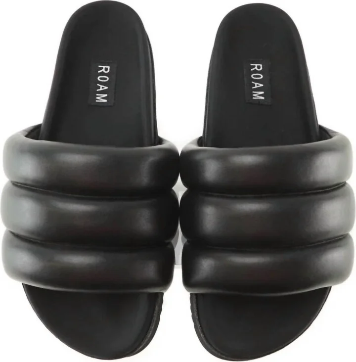 Women Puffy Slides In Black