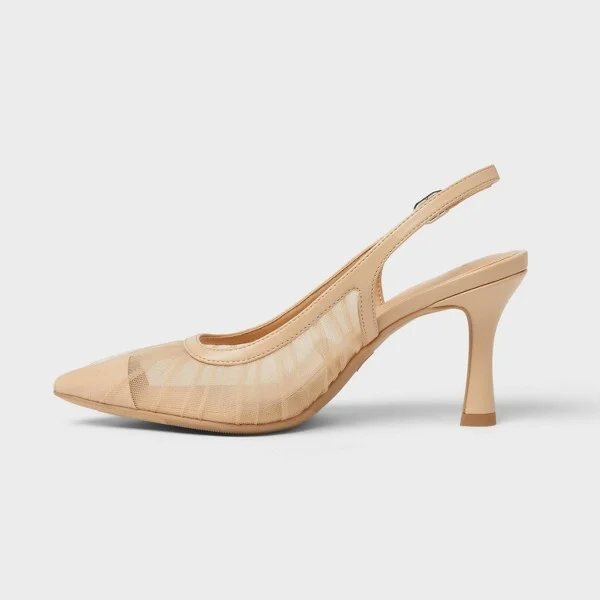 Women’s Abigail Pleated Mesh Sling Back Heels – A New Day™ Tan - Image 2