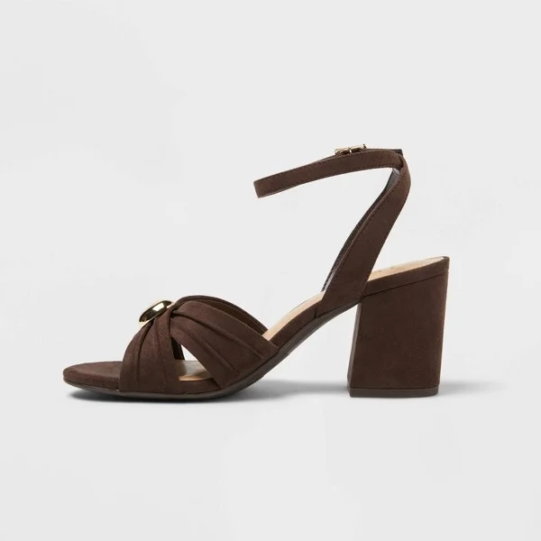 Women’s Bibi Strappy Peep Toe Heels – A New Day™ Brown - Image 2