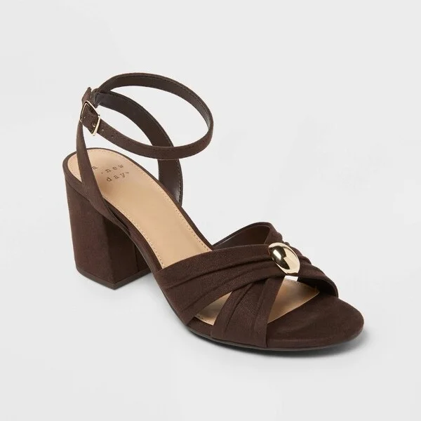 Women’s Bibi Strappy Peep Toe Heels – A New Day™ Brown