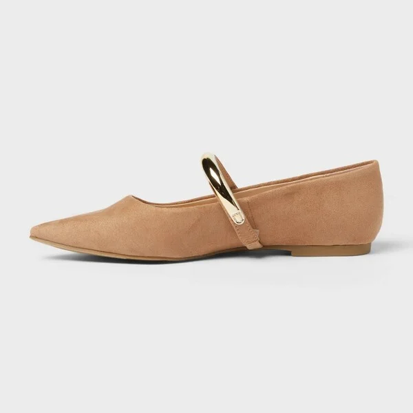 Women’s Cassidee Metal Mary Jane Flats with Memory Foam Insole – A New Day™ Taupe - Image 2