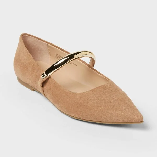 Women’s Cassidee Metal Mary Jane Flats with Memory Foam Insole – A New Day™ Taupe