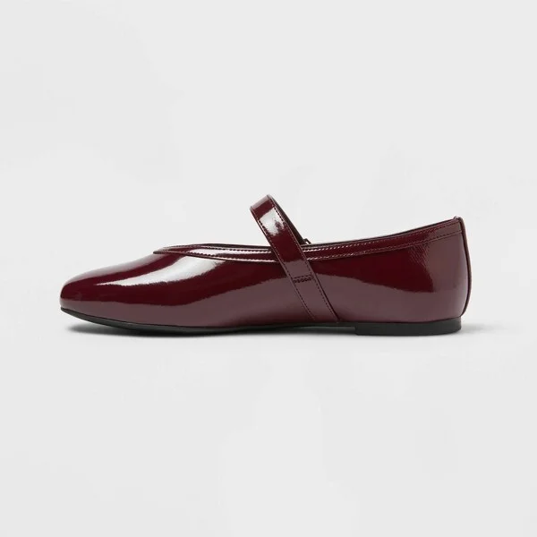 Women’s Elena Mary Jane Flats with Memory Foam Insole – A New day™ Burgundy 12 - Image 2