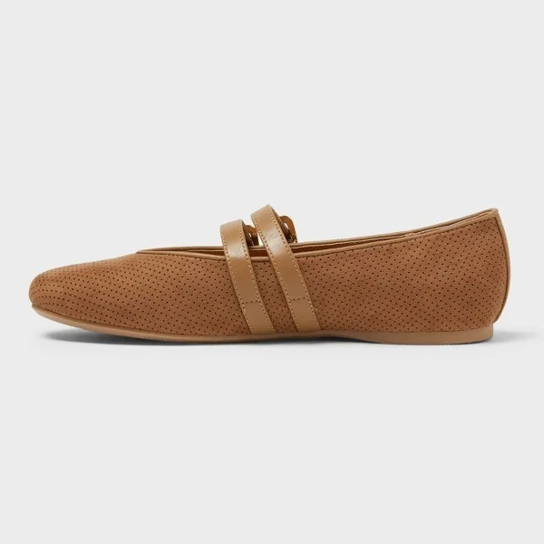 Women’s Henrietta Double Strap Mary Jane Flats with Memory Foam Insole – Universal Thread™ Taupe - Image 2