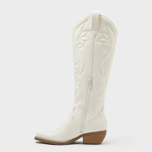 Women’s Kenzie Tall Western Boots with Memory Foam Insole – Wild Fable™ : Knee-High, Block Heel, Zipper Closure - Image 4