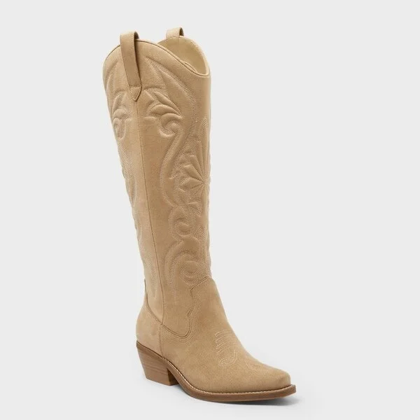 Women’s Kenzie Tall Western Boots with Memory Foam Insole – Wild Fable™ : Knee-High, Block Heel, Zipper Closure