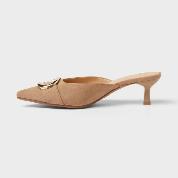 Women’s Larissa Pointed Toe Mule Heels – A New Day™ Beige - Image 2