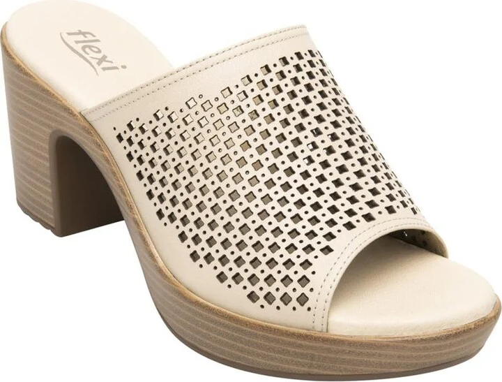 Women s Leather Heel Slip-On Sandals By Flexi