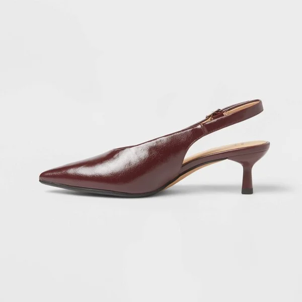 Women’s Samantha Sling Back Kitten Heels – A New Day™ Burgundy - Image 2