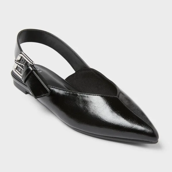 Women’s Victoria Sling Back Side Buckle Flats with Memory Foam Insole – A New Day™
