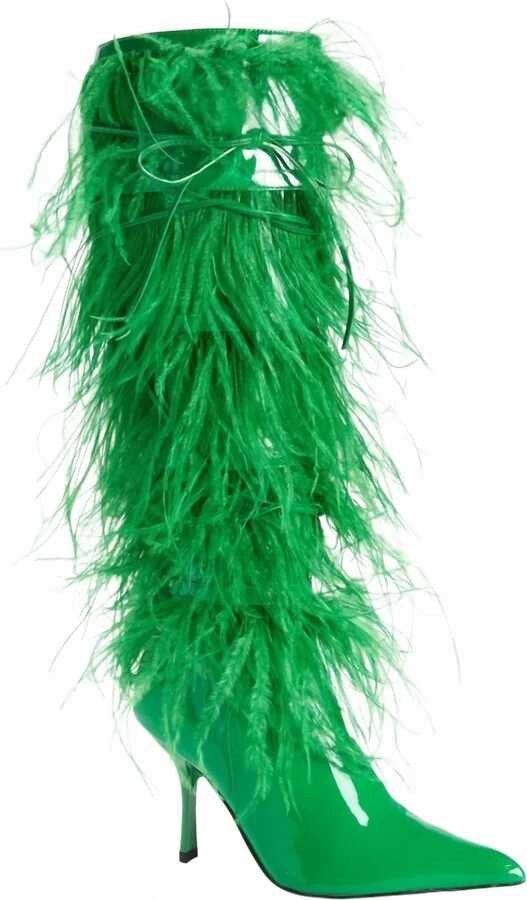 Women Shake-Ya Feather Over The Knee Boot In Inostrich Feathers