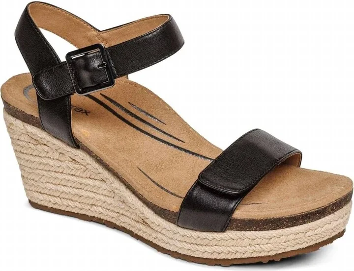 Women Sydney Quarter Strap Espadrille Wedge Sandal In Black