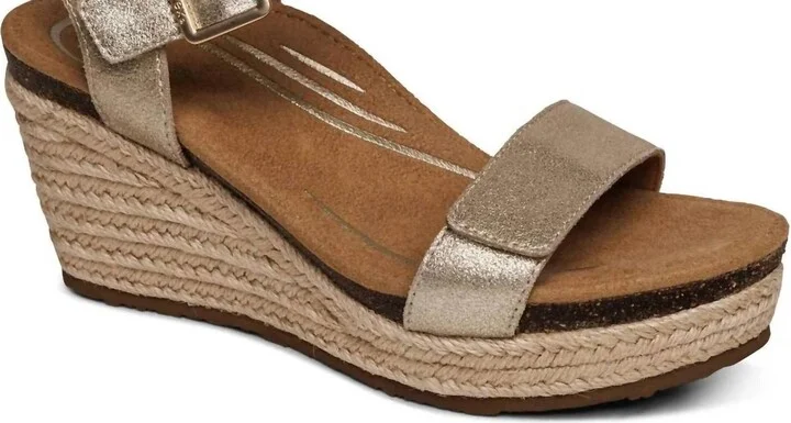Women Sydney Quarter Strap Espadrille Wedge Sandal In Champagne