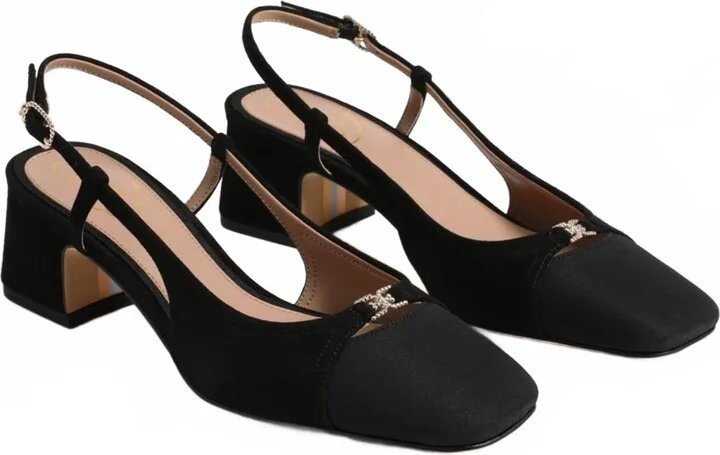 Women Tarra Slingback Heeled Shoes In Black Suede