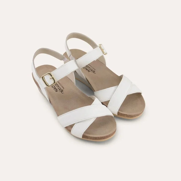 Women Throne Wedge Sandal In White Soft Leather