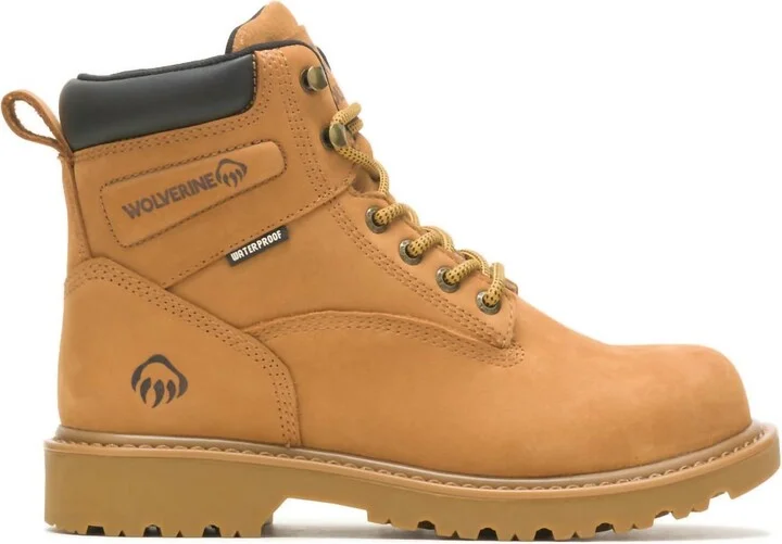 Women Wolverine Floorhand Waterproof 6" Steel Toe In Wheat