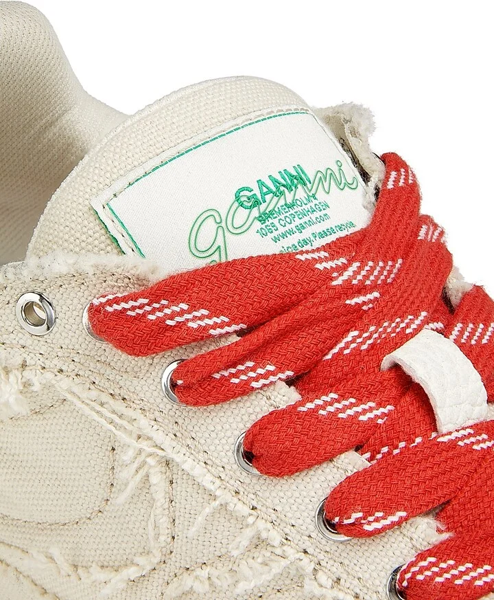 Women's 08 Canvas Raw Edge Sneakers - Parchement - Size 6 - Image 4
