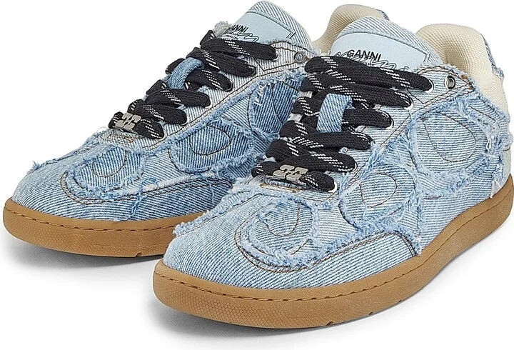 Women's 08 Denim Raw Edge Sneakers - Light Blue Vintage - Size 5 - Image 2