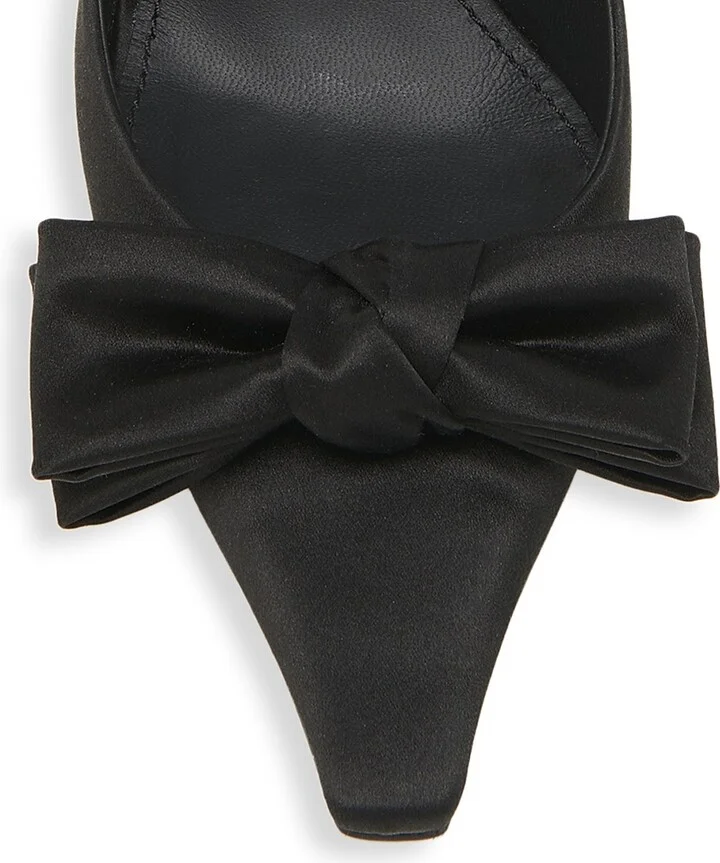 Women's 100MM Bow-Detailed Satin Pumps - Nero - Size 6 - Image 4