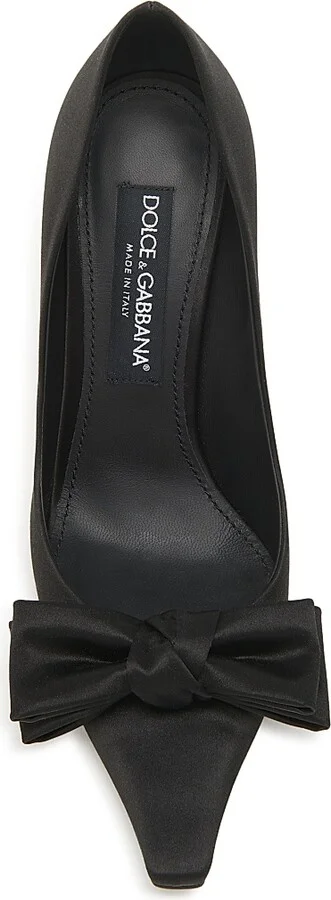 Women's 100MM Bow-Detailed Satin Pumps - Nero - Size 6 - Image 5
