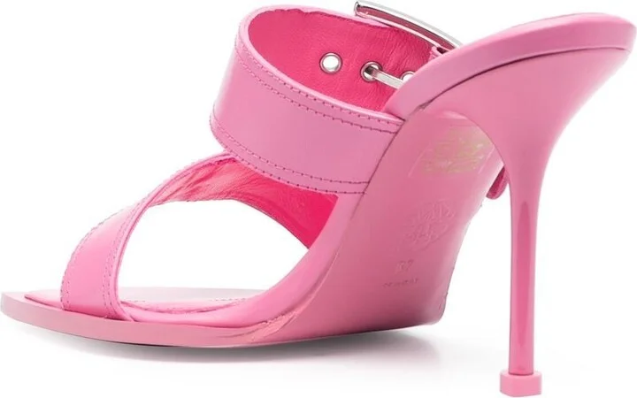 Women's 100Mm Buckle Leather Sandals - Image 3