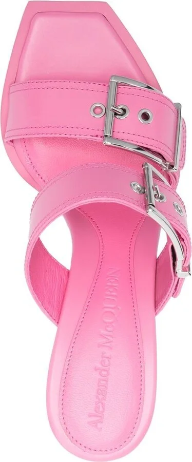 Women's 100Mm Buckle Leather Sandals - Image 4