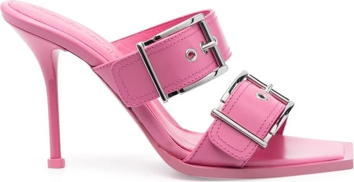Women's 100Mm Buckle Leather Sandals