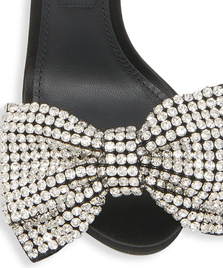 Women's 100MM Crystal-Embellished Bow Sandals - Crystal Nero - Size 6 - Image 4