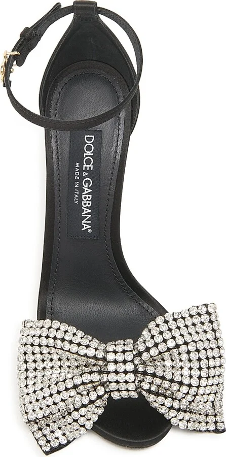 Women's 100MM Crystal-Embellished Bow Sandals - Crystal Nero - Size 6 - Image 5