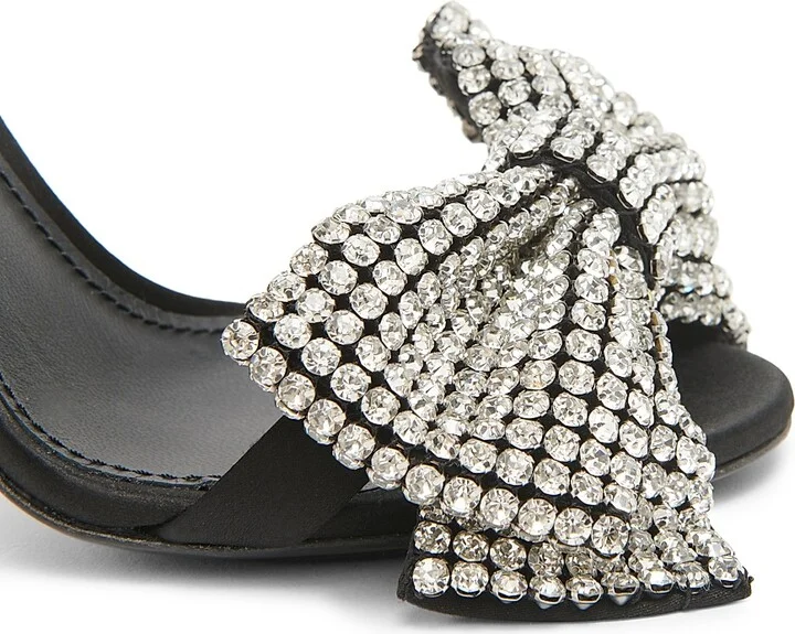 Women's 100MM Crystal-Embellished Bow Sandals - Crystal Nero - Size 6 - Image 6
