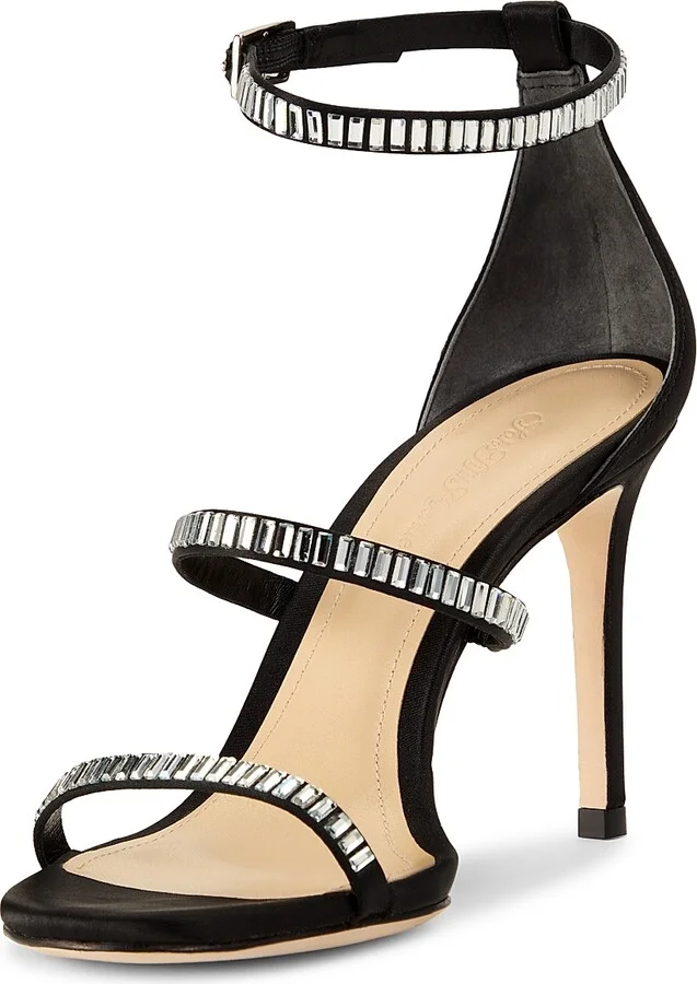 Women's 100MM Crystal-Embellished Sandals - Black - Size 5 - Image 2
