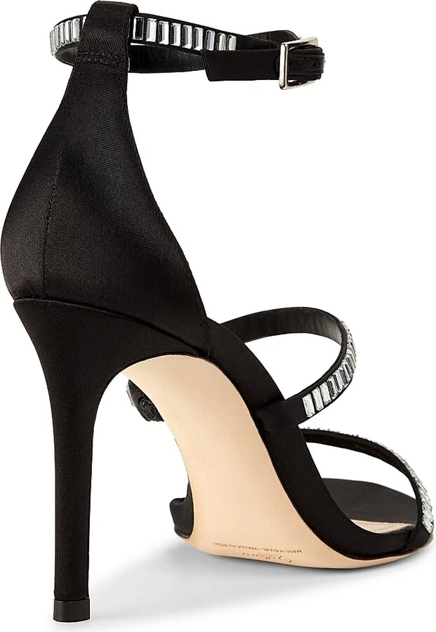 Women's 100MM Crystal-Embellished Sandals - Black - Size 5 - Image 3