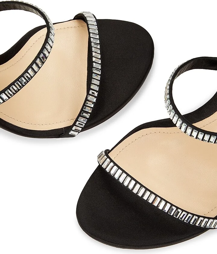 Women's 100MM Crystal-Embellished Sandals - Black - Size 5 - Image 4