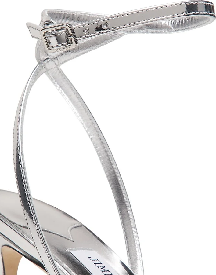 Women's 100MM Metallic Leather Sandals - Silver - Size 5 - Image 5