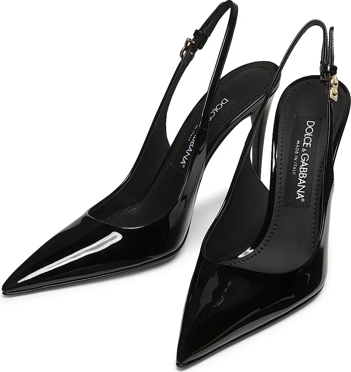 Women's 101MM Patent Leather Slingback Pumps - Nero - Size 9.5 - Image 2