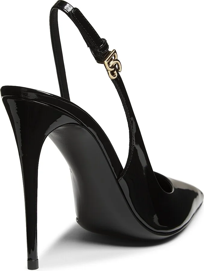 Women's 101MM Patent Leather Slingback Pumps - Nero - Size 9.5 - Image 3
