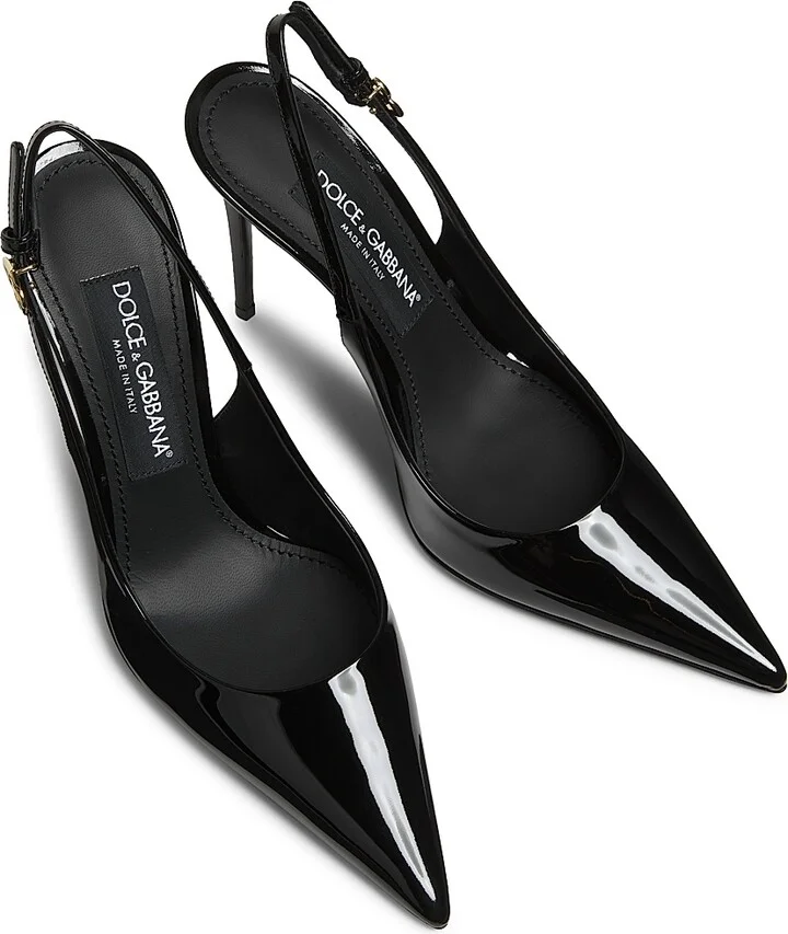 Women's 101MM Patent Leather Slingback Pumps - Nero - Size 9.5 - Image 4