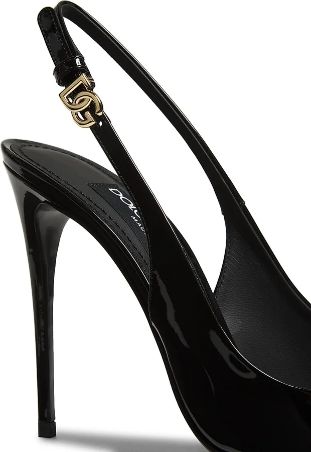 Women's 101MM Patent Leather Slingback Pumps - Nero - Size 9.5 - Image 5