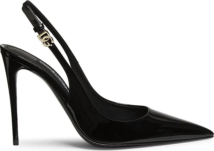 Women's 101MM Patent Leather Slingback Pumps - Nero - Size 9.5
