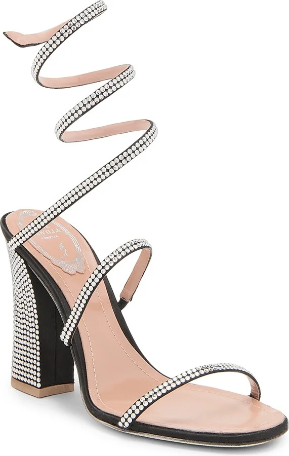 Women's 105MM Cleo Satin Sandals - Black Crystal - Size 6 - Image 2
