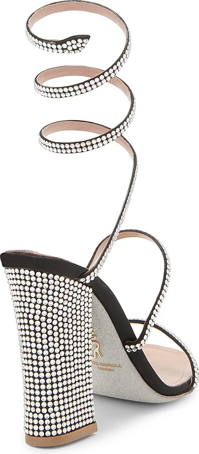 Women's 105MM Cleo Satin Sandals - Black Crystal - Size 6 - Image 3