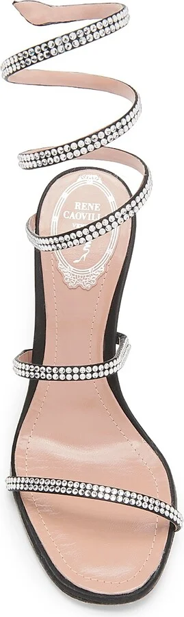 Women's 105MM Cleo Satin Sandals - Black Crystal - Size 6 - Image 4
