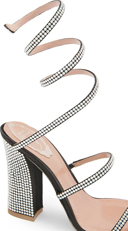 Women's 105MM Cleo Satin Sandals - Black Crystal - Size 6 - Image 5
