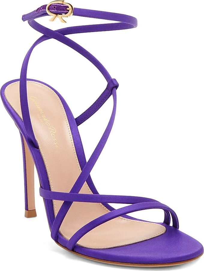 Women's 105MM Crepe Satin Stiletto-Heel Sandals - Orchid - Size 6 - Image 2