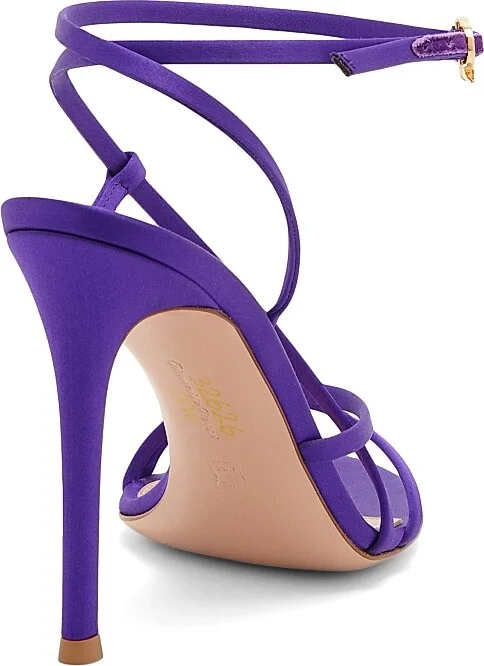 Women's 105MM Crepe Satin Stiletto-Heel Sandals - Orchid - Size 6 - Image 3