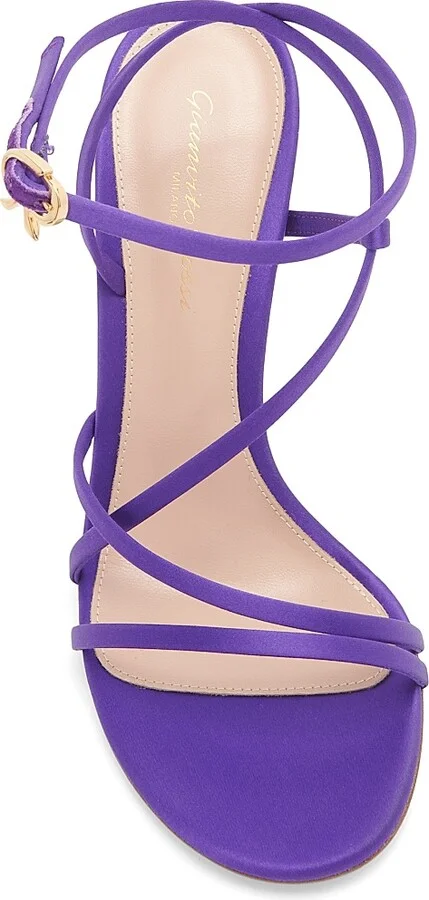 Women's 105MM Crepe Satin Stiletto-Heel Sandals - Orchid - Size 6 - Image 4