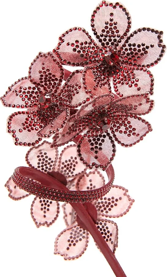 Women's 105MM Crystal-Embellished Floral Satin Sandals - Bordeaux Satin Siam Strass - Size 5 - Image 7