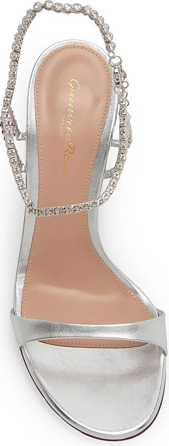 Women's 105MM Embellished Metallic Leather Sandals - Silver - Size 5.5 - Image 4
