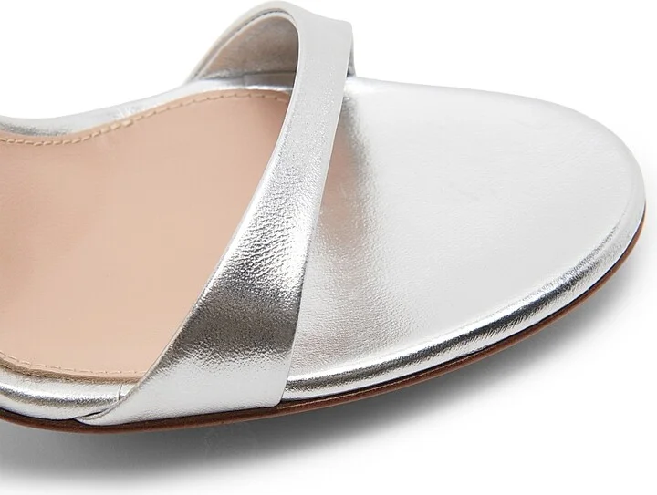 Women's 105MM Embellished Metallic Leather Sandals - Silver - Size 5.5 - Image 5